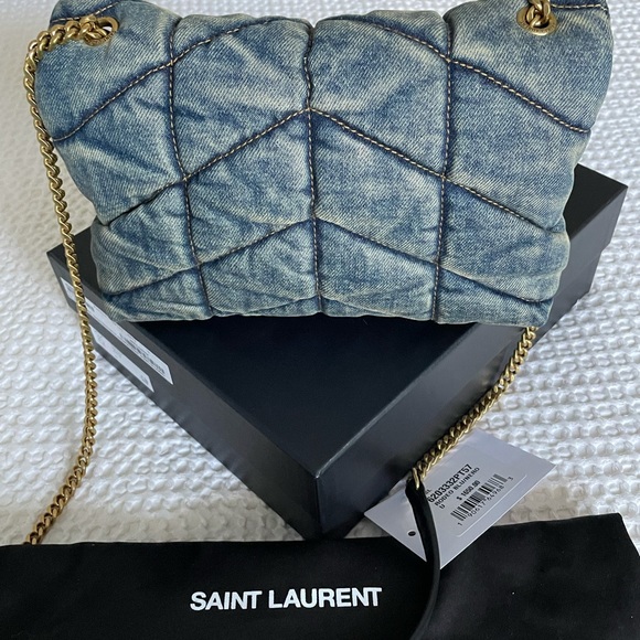 SOLD YSL Toy LOULOU Denim Puffer Matelasé Crossbody Bag - Picture 3 of 13